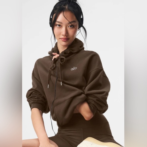 ALO Yoga Tops - ALO Yoga Dark Brown Hoodie